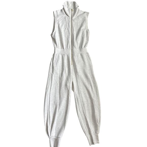 Varley Double Soft Madelyn Stretch-Jersey Jumpsuit Ivory-Marl Size‎ Small - Picture 7 of 16